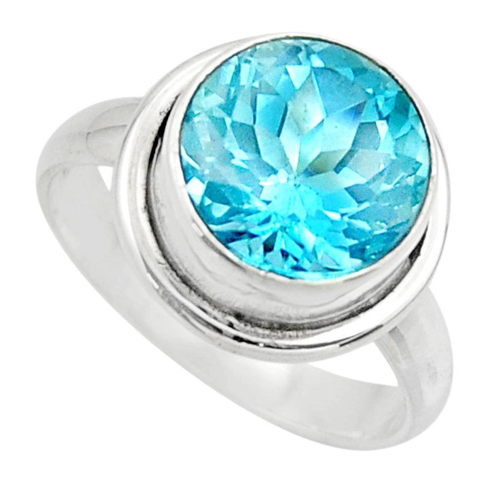 7.51cts natural blue topaz 925 sterling silver solitaire ring size 8.5 r49792
