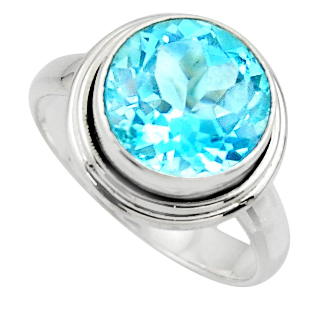 7.24cts natural blue topaz 925 sterling silver solitaire ring size 8.5 r49798