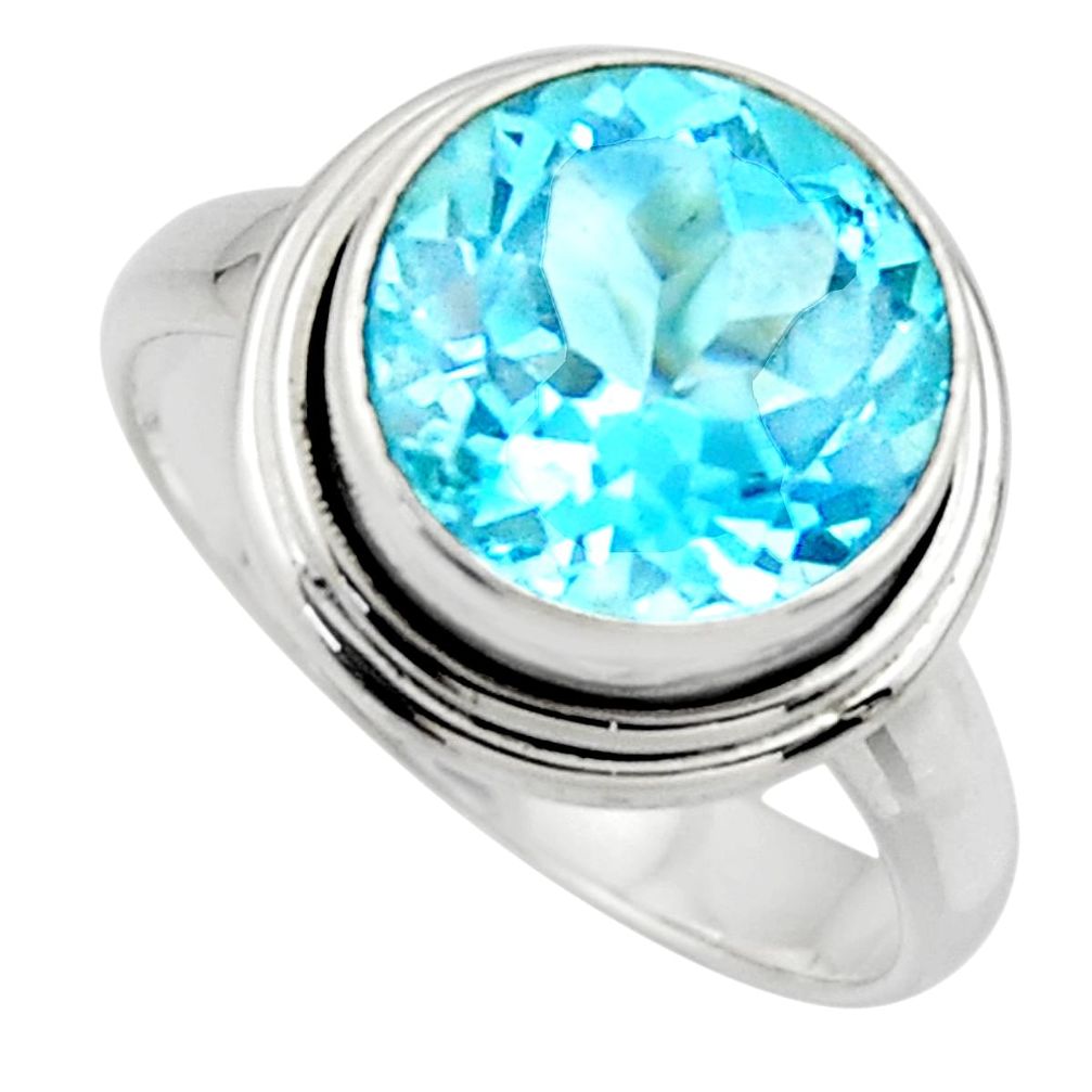 7.76cts natural blue topaz 925 sterling silver solitaire ring size 8.5 r49799