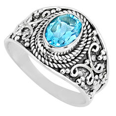 2.09cts natural blue topaz 925 sterling silver solitaire ring size 7.5 r58051
