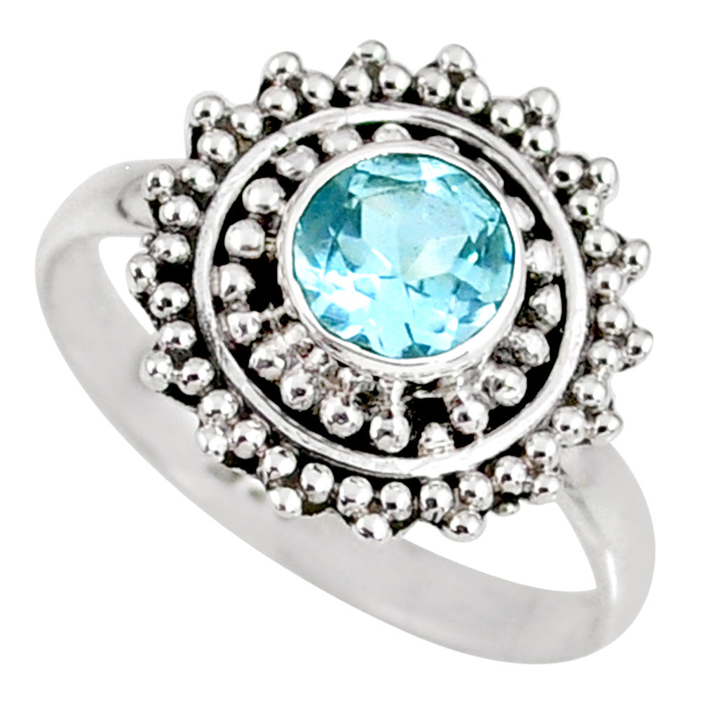 1.30cts natural blue topaz 925 sterling silver solitaire ring size 7.5 r58164