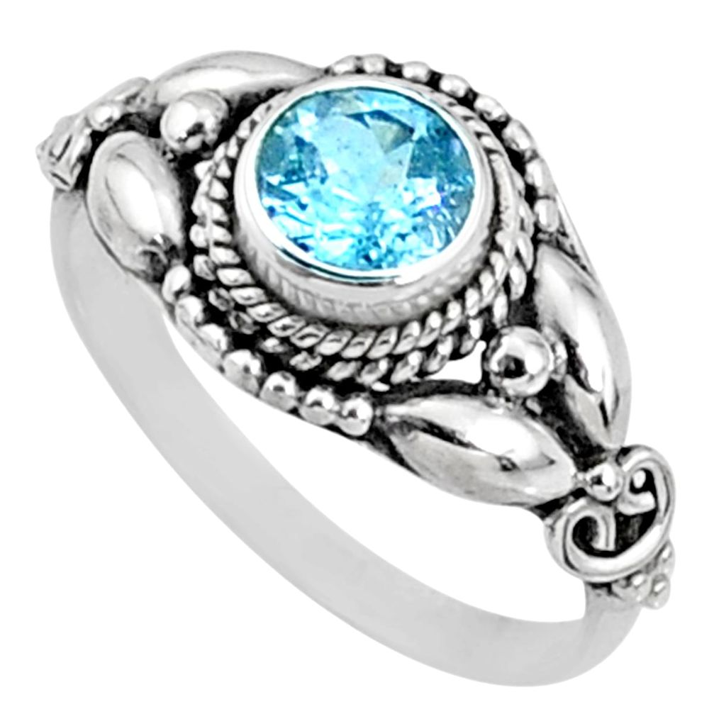 1.39cts natural blue topaz 925 sterling silver solitaire ring size 7.5 r64862