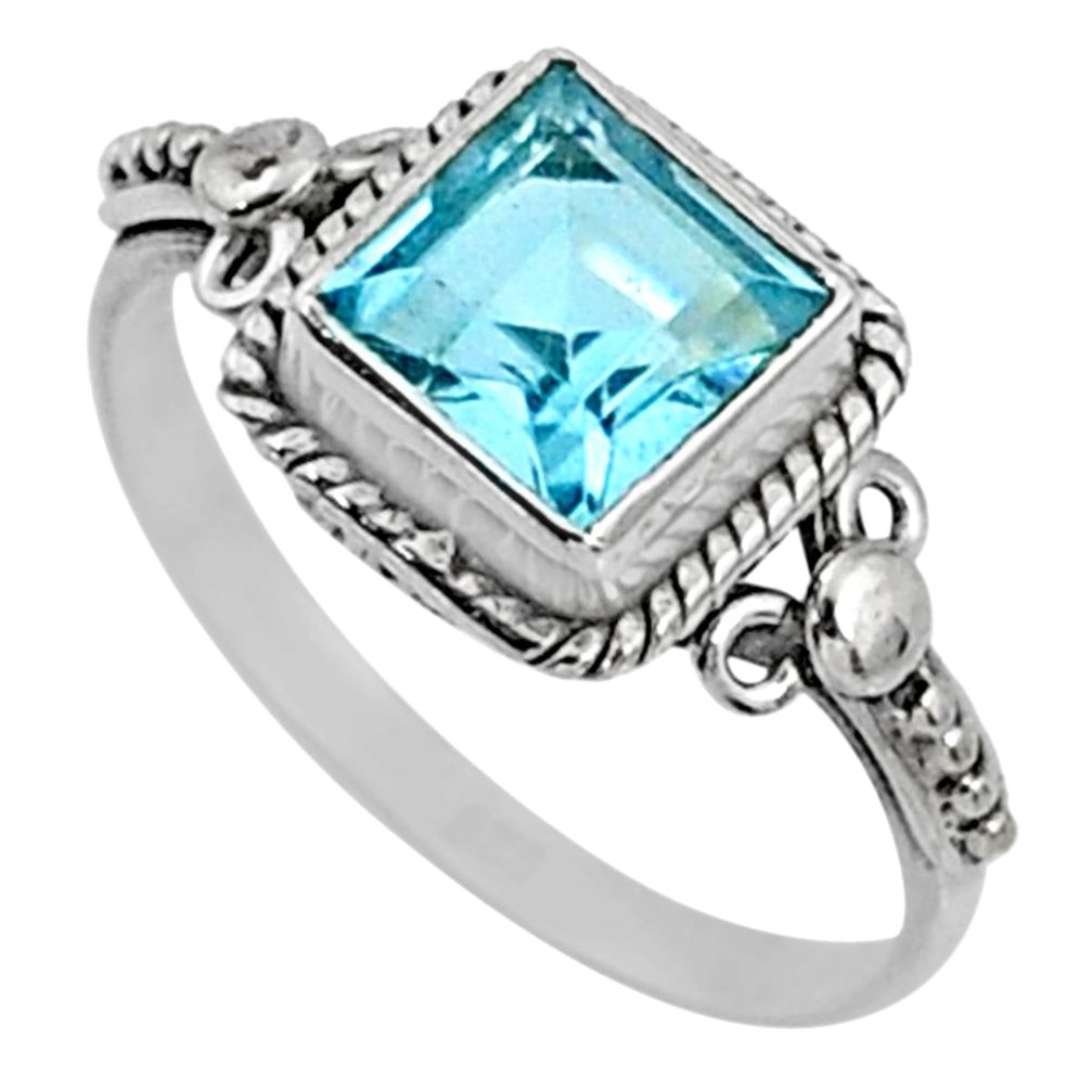 2.28cts natural blue topaz 925 sterling silver solitaire ring size 8.5 r64892