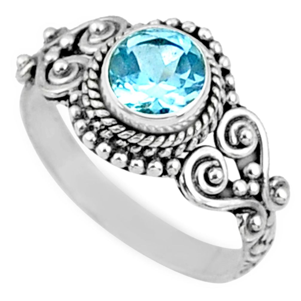 1.32cts natural blue topaz 925 sterling silver solitaire ring size 7.5 r64926