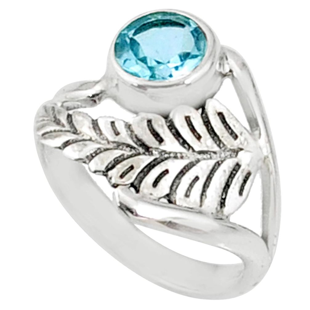 2.39cts natural blue topaz 925 sterling silver solitaire ring size 6.5 r67432