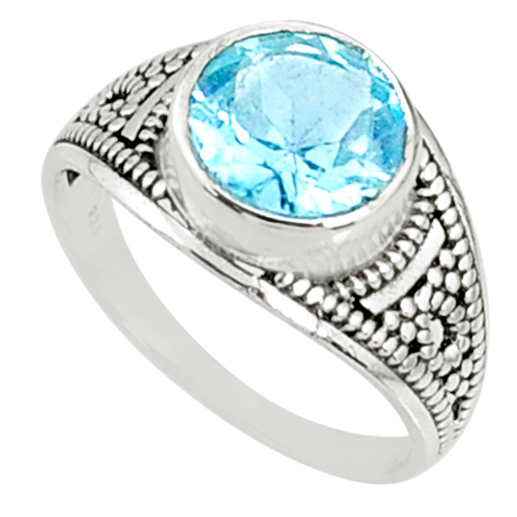 4.67cts natural blue topaz 925 sterling silver solitaire ring size 8.5 r68543