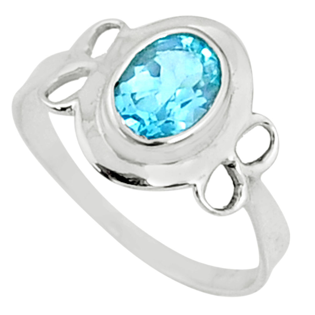 2.60cts natural blue topaz 925 sterling silver solitaire ring size 7.5 r68569