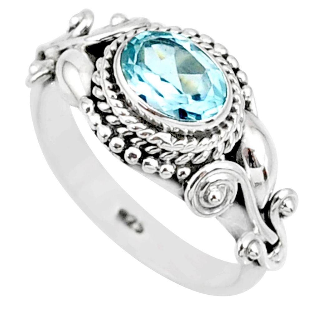 1.56cts natural blue topaz 925 sterling silver solitaire ring size 6 r85505