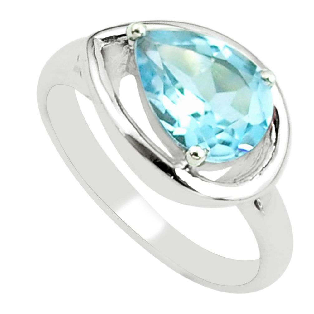 2.58cts natural blue topaz 925 sterling silver solitaire ring size 7 p62243