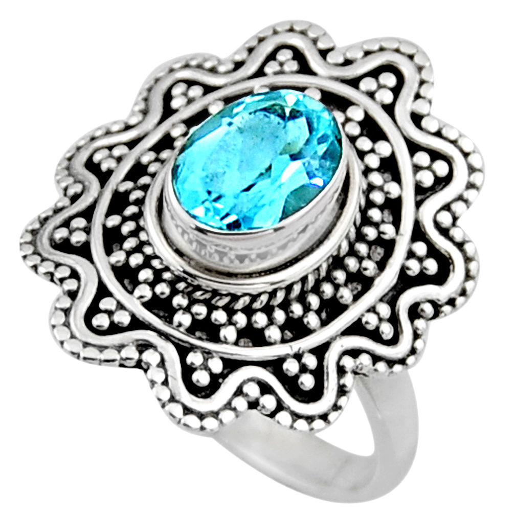 2.23cts natural blue topaz 925 sterling silver solitaire ring size 7 r54341