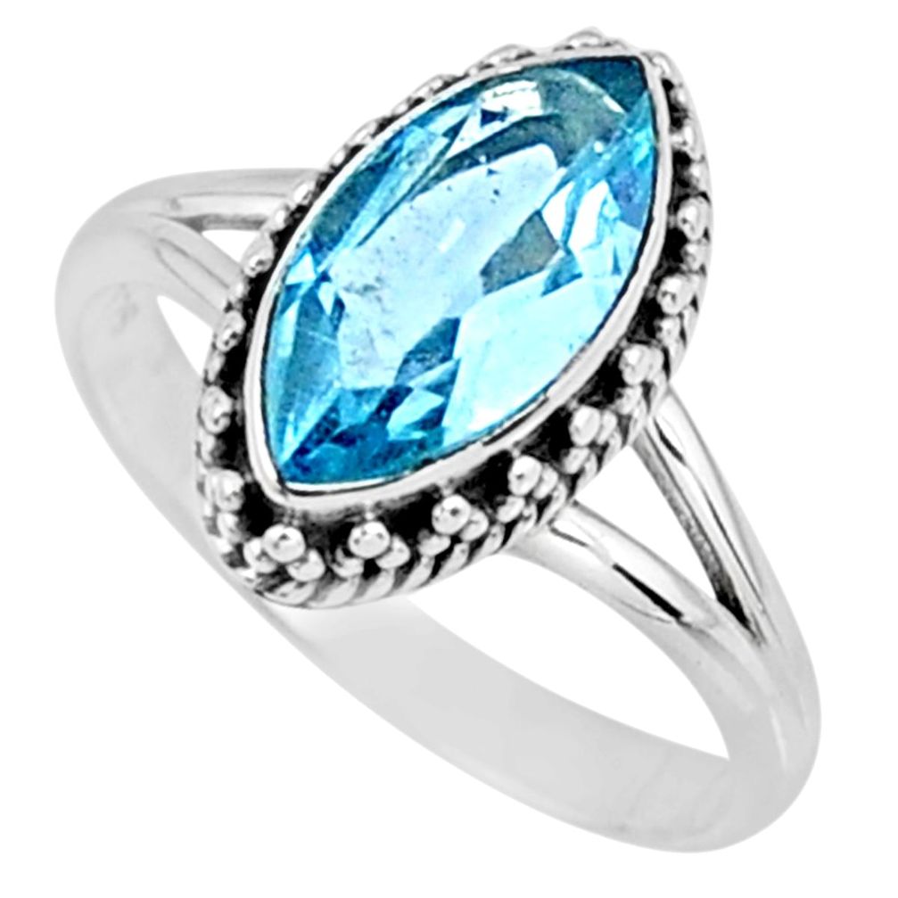 2.59cts natural blue topaz 925 sterling silver solitaire ring size 7 r57463