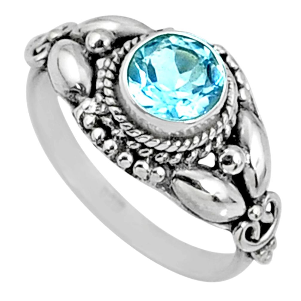 1.39cts natural blue topaz 925 sterling silver solitaire ring size 7 r64893