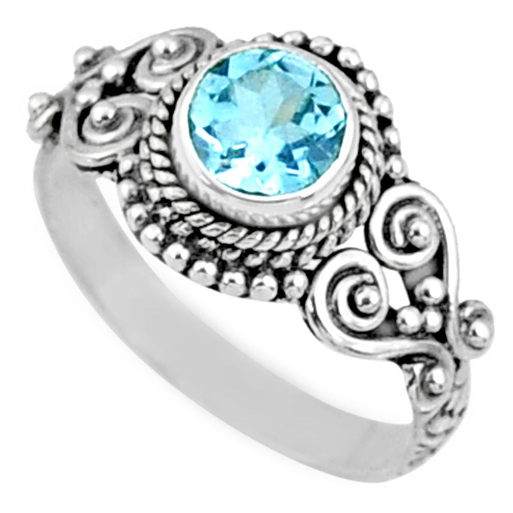 1.26cts natural blue topaz 925 sterling silver solitaire ring size 7 r64929