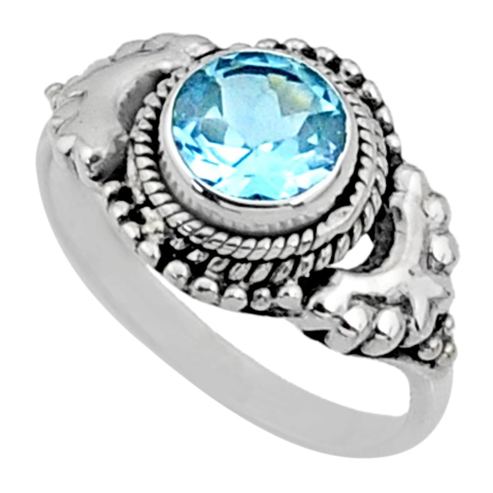 2.77cts natural blue topaz 925 sterling silver solitaire ring size 7 r64964