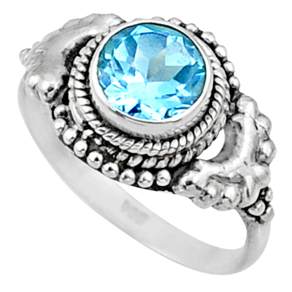 2.74cts natural blue topaz 925 sterling silver solitaire ring size 7 r64966