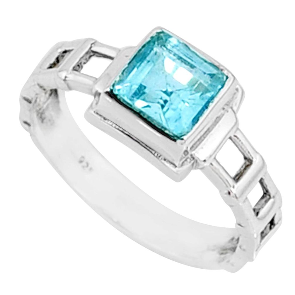 1.21cts natural blue topaz 925 sterling silver solitaire ring size 7 r68726