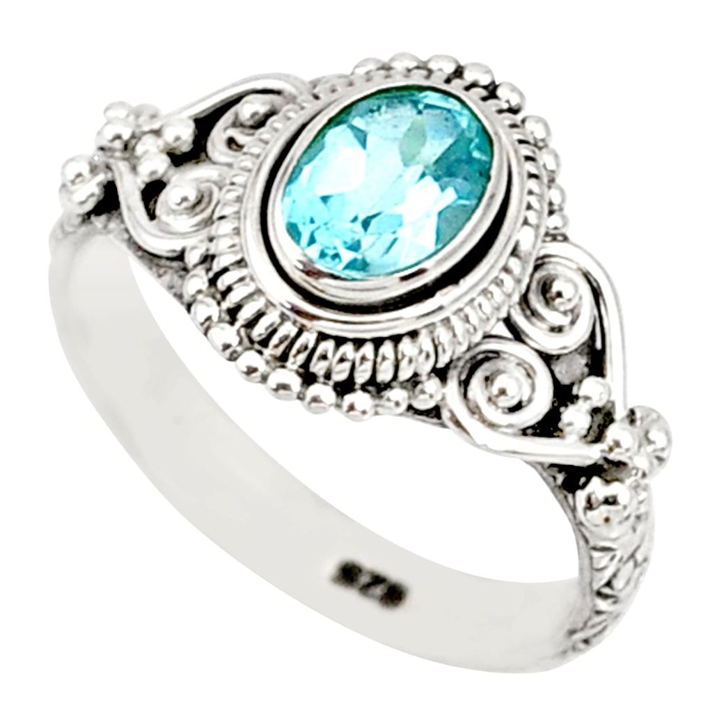 1.48cts natural blue topaz 925 sterling silver solitaire ring size 7 r85518