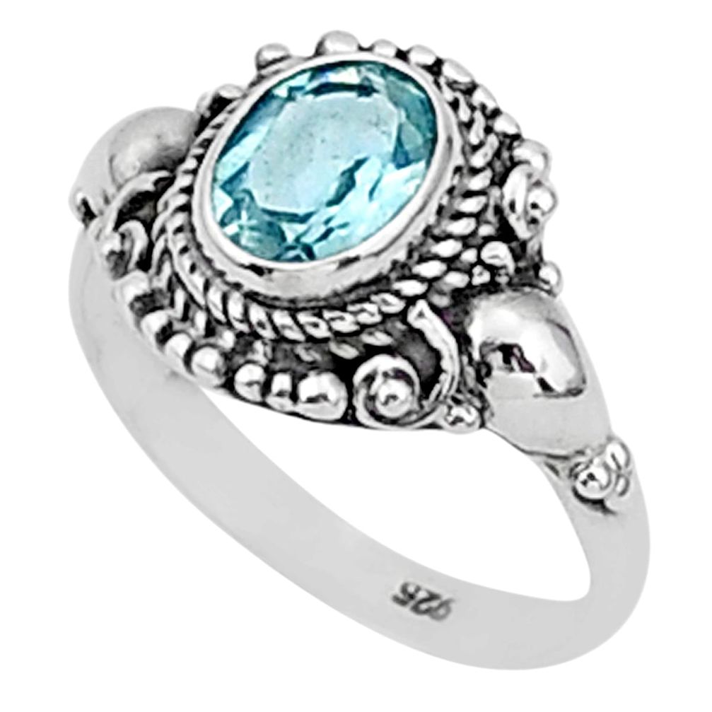 1.99cts natural blue topaz 925 sterling silver solitaire ring size 7 t1363