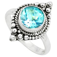 Clearance Sale- 3.19cts natural blue topaz 925 sterling silver solitaire ring size 8 p72382
