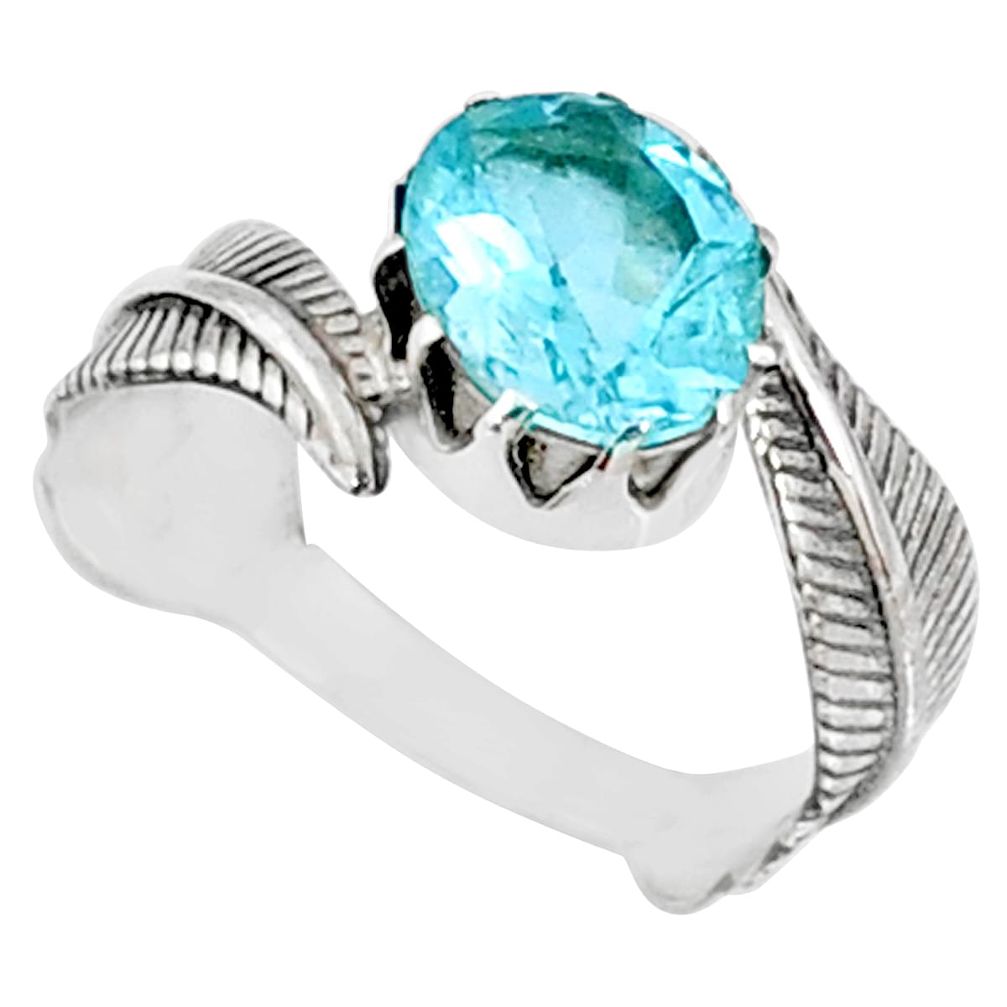 4.03cts natural blue topaz 925 sterling silver solitaire ring size 8 r67442