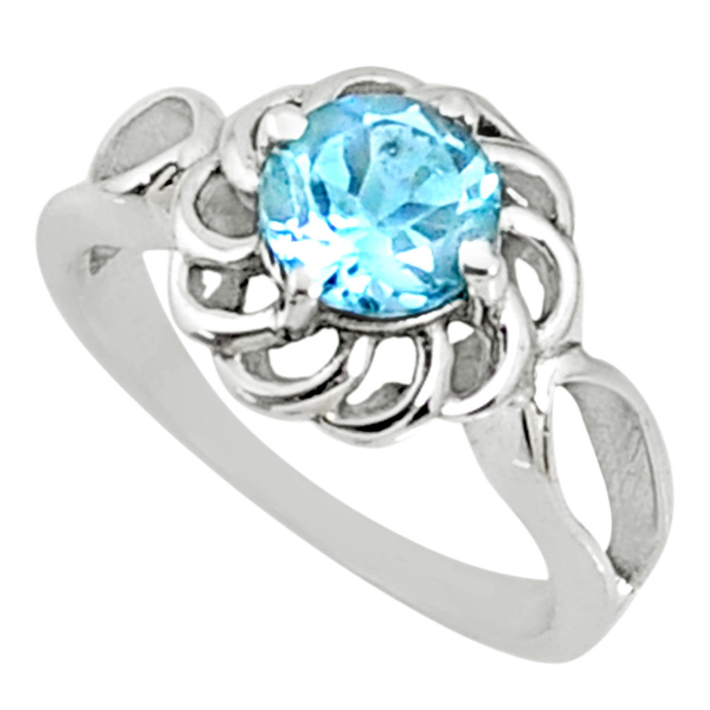 2.53cts natural blue topaz 925 sterling silver solitaire ring size 8 r68692