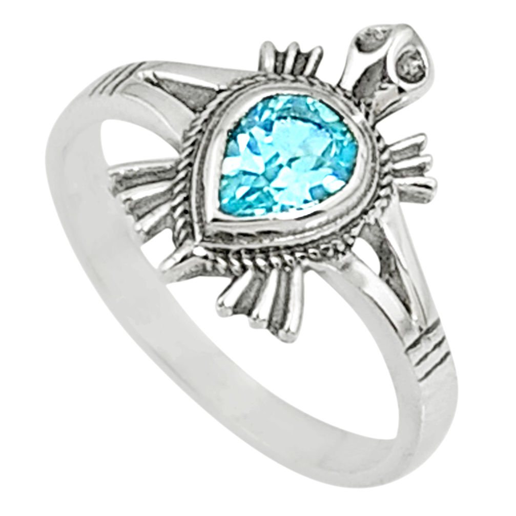 1.47cts natural blue topaz 925 sterling silver solitaire ring size 8 r68790