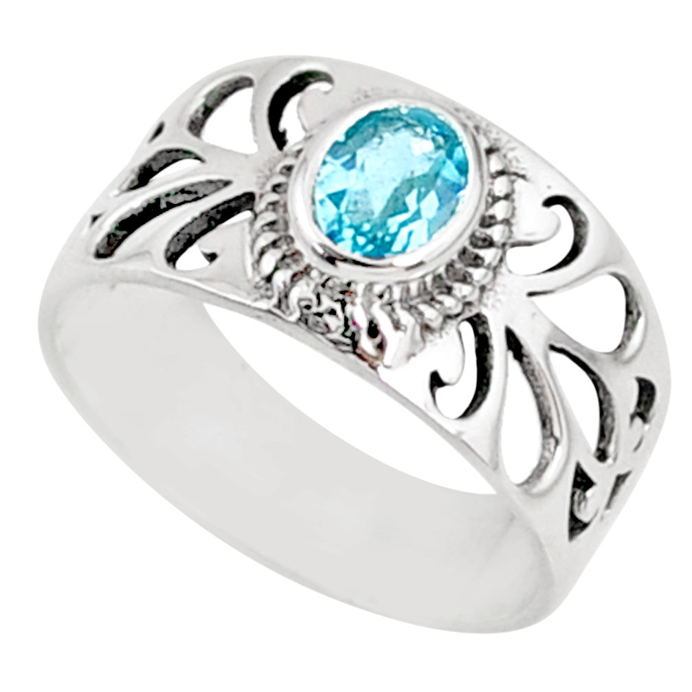 1.41cts natural blue topaz 925 sterling silver solitaire ring size 8 r68807
