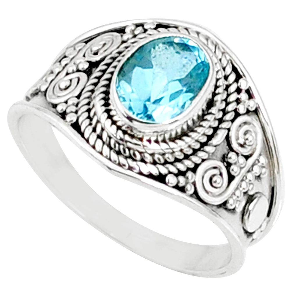 2.21cts natural blue topaz 925 sterling silver solitaire ring size 8 r69096