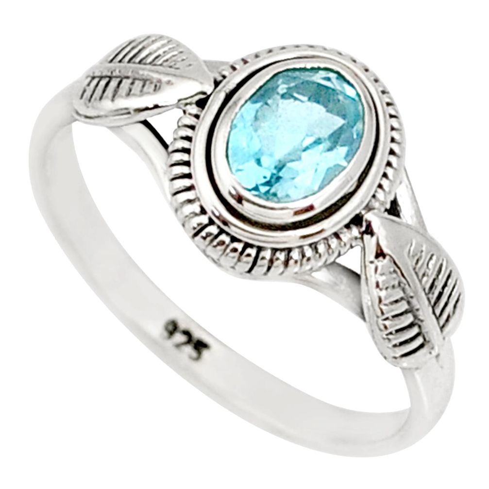 1.51cts natural blue topaz 925 sterling silver solitaire ring size 8 r85501