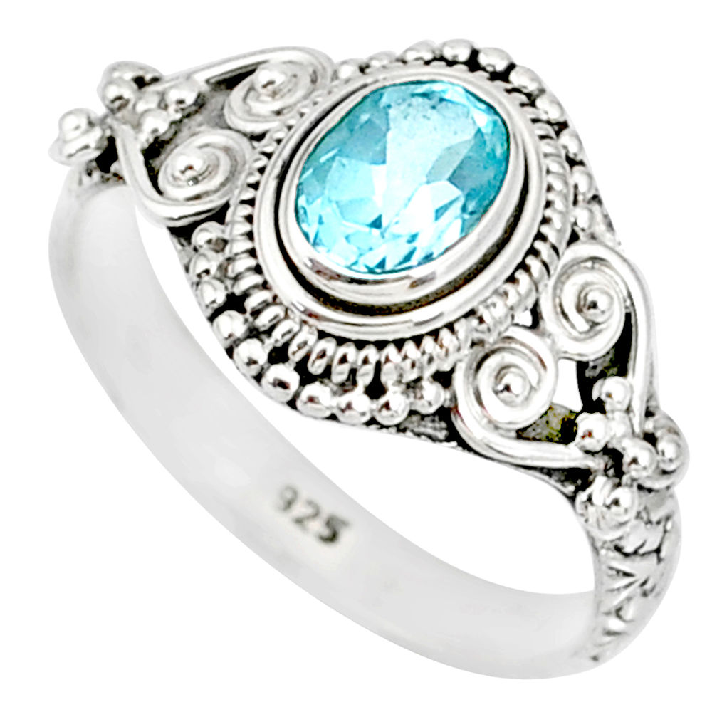 1.48cts natural blue topaz 925 sterling silver solitaire ring size 8 r85506