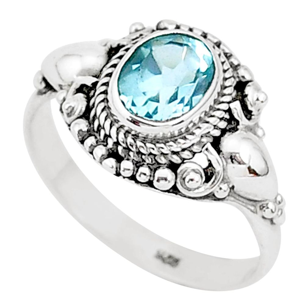 1.96cts natural blue topaz 925 sterling silver solitaire ring size 8 r93875