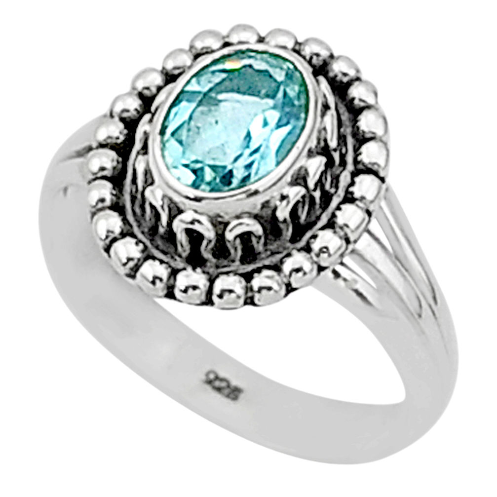 1.92cts natural blue topaz 925 sterling silver solitaire ring size 8 t1327