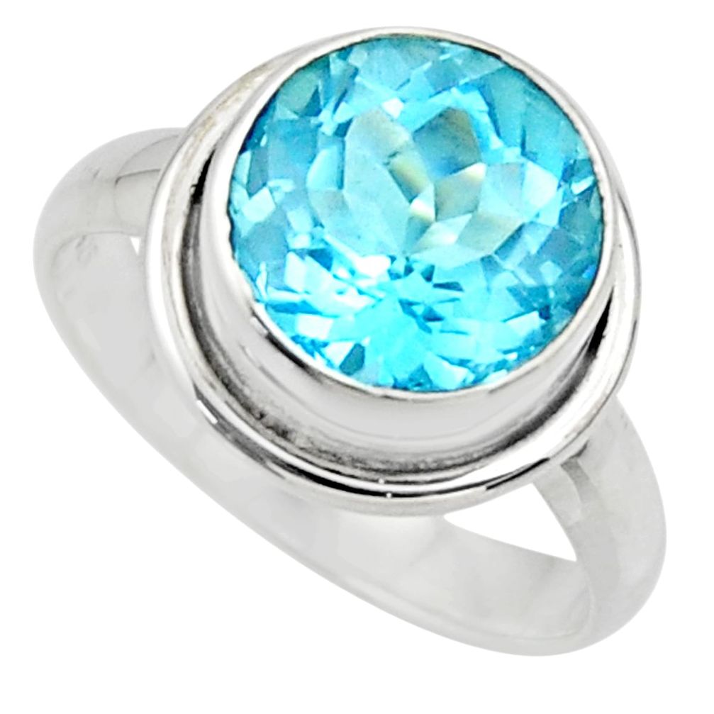7.24cts natural blue topaz 925 sterling silver solitaire ring size 9 r49793
