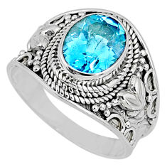 4.46cts natural blue topaz 925 sterling silver solitaire ring size 9 r58370