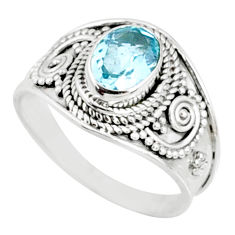 Clearance Sale- 2.17cts natural blue topaz 925 sterling silver solitaire ring size 9 r69105