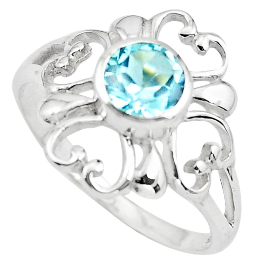 1.45cts natural blue topaz 925 sterling silver tennis ring size 7.5 p73426