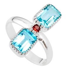 3.42cts natural blue topaz garnet 925 sterling silver ring jewelry size 8 t37879