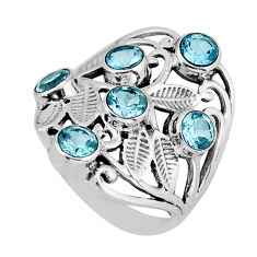 3.31cts natural blue topaz round 925 sterling silver ring jewelry size 8 y80848