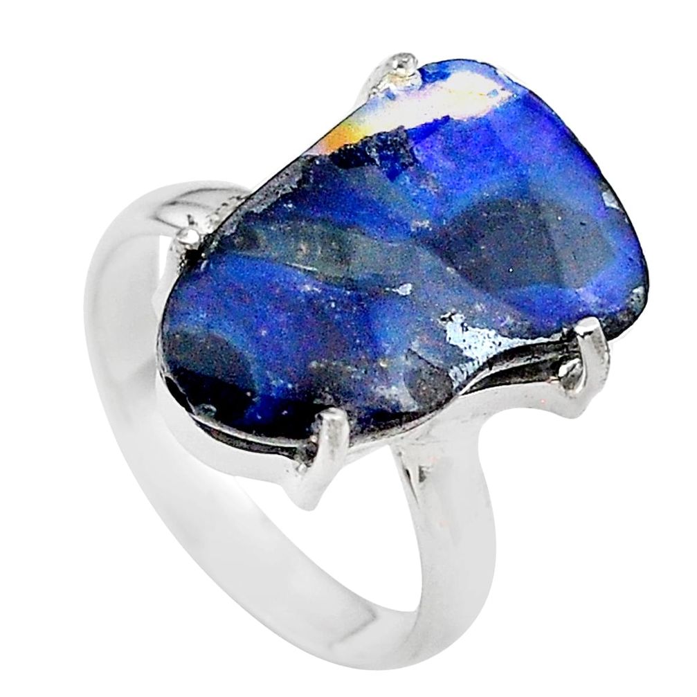 13.87cts natural boulder opal 925 sterling silver solitaire ring size 9 t24209