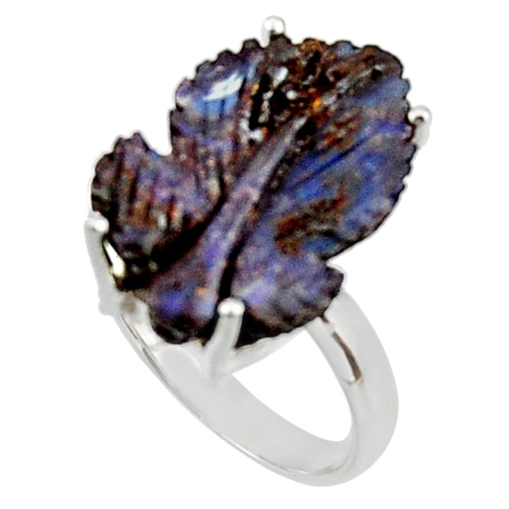 13.15cts natural boulder opal carving 925 silver solitaire ring size 7 r30128