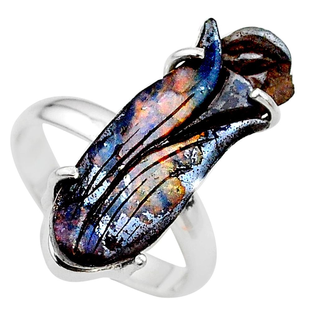 15.02cts natural boulder opal carving 925 silver solitaire ring size 8 t24220