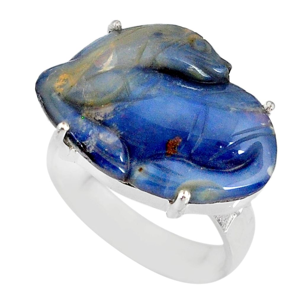 20.75cts natural boulder opal carving 925 silver solitaire ring size 9 r79620