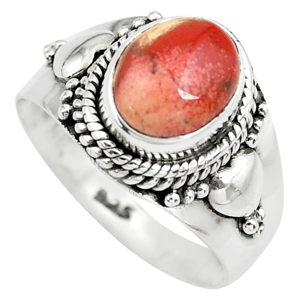 3.50cts natural brecciated jasper 925 silver solitaire ring size 6.5 p71865