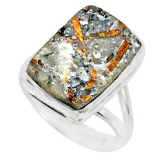10.78cts natural bronze astrophyllite 925 silver solitaire ring size 7 r85901