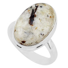 Clearance Sale- 9.99cts natural bronze astrophyllite 925 silver solitaire ring size 8 r96065