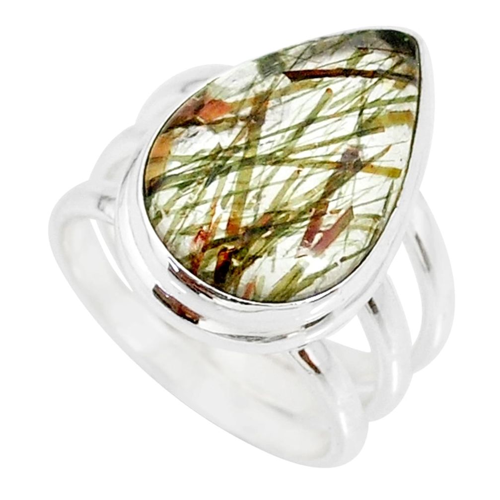 9.03cts natural bronze tourmaline rutile 925 silver solitaire ring size 6 r85246