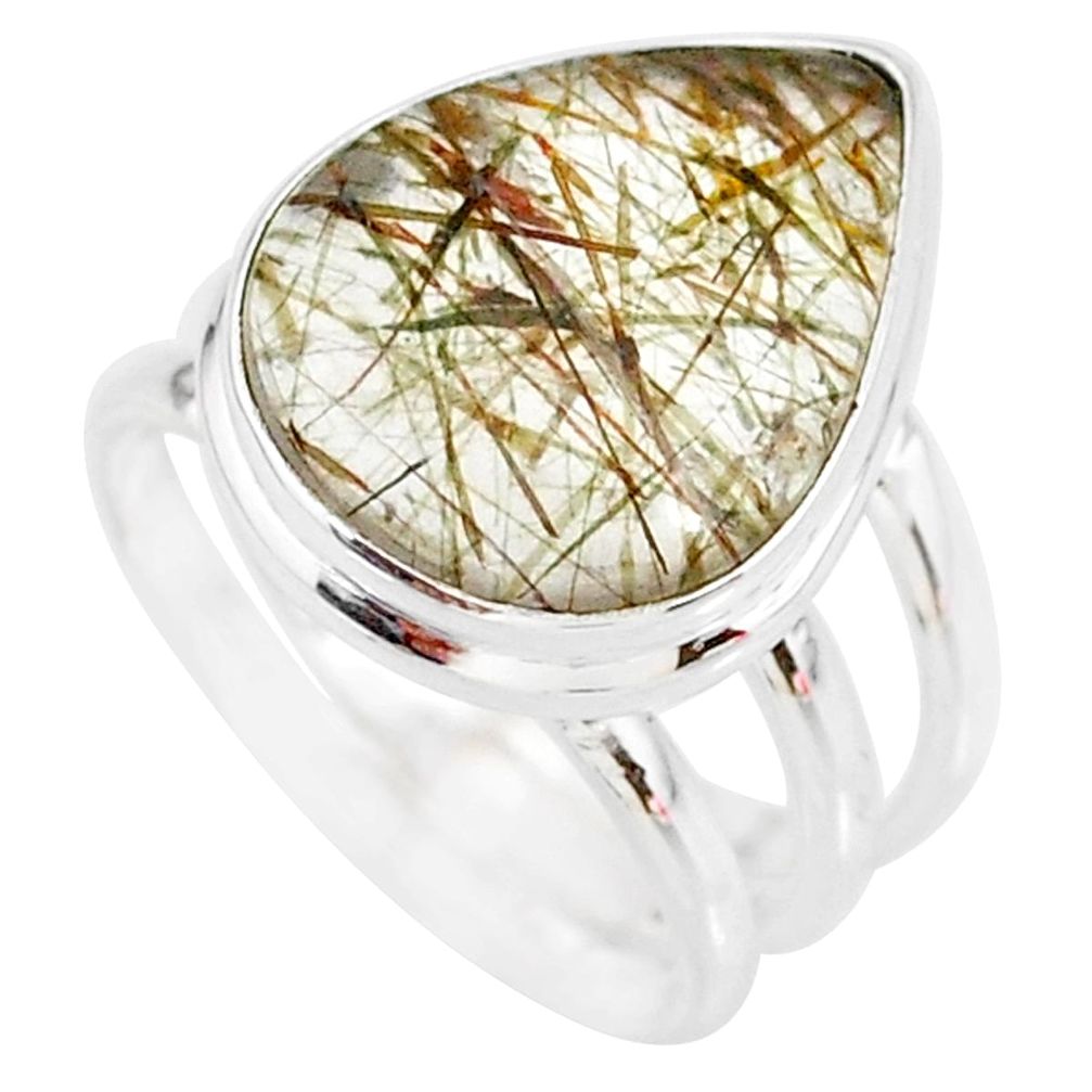 12.04cts natural bronze tourmaline rutile 925 sterling silver ring size 7 r87759