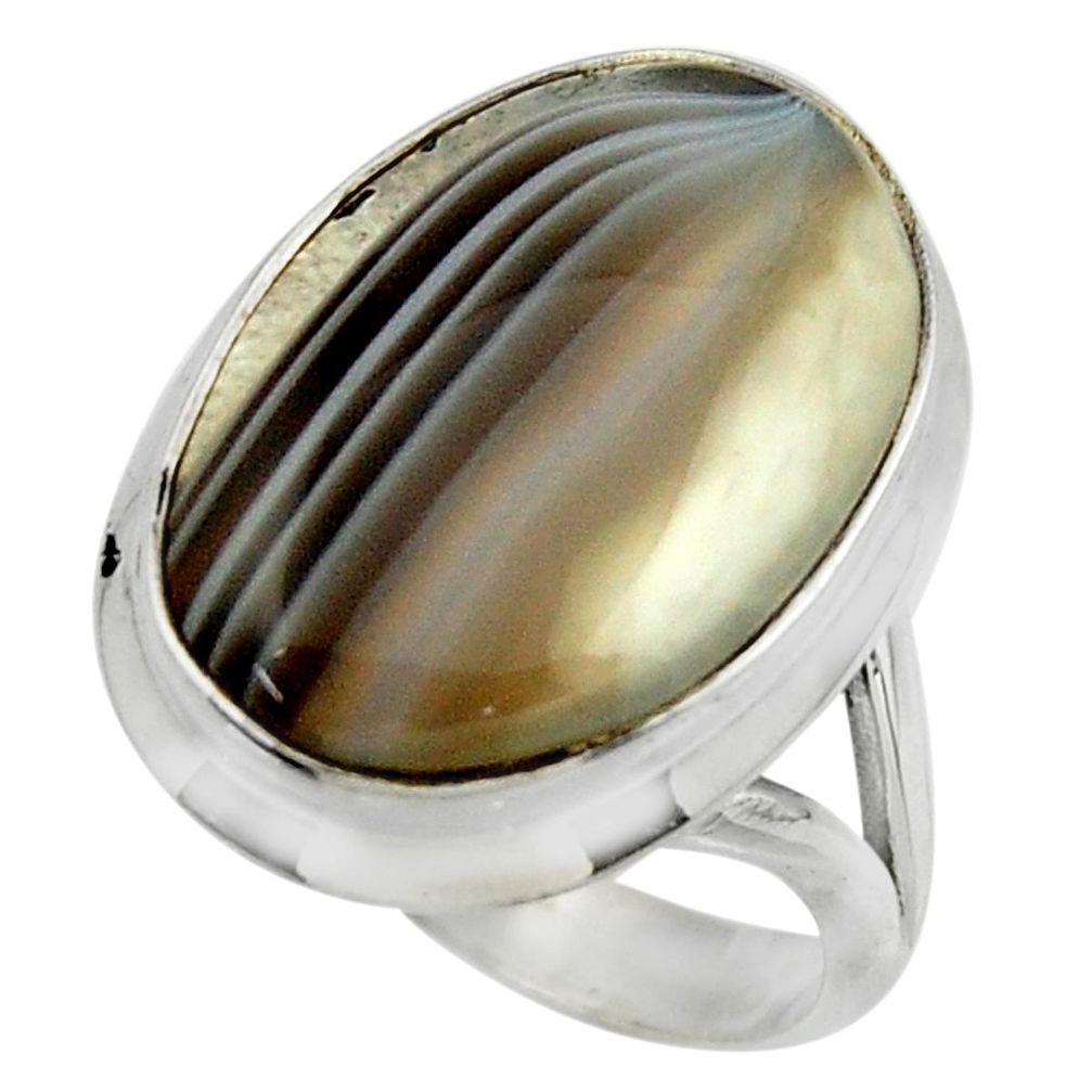 16.63cts natural brown botswana agate 925 silver solitaire ring size 8.5 r28602