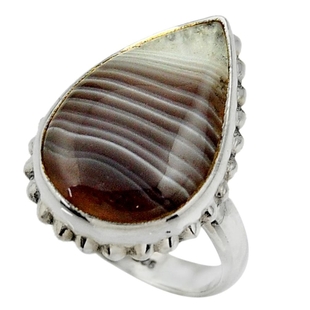 14.52cts natural brown botswana agate 925 silver solitaire ring size 7 r28601
