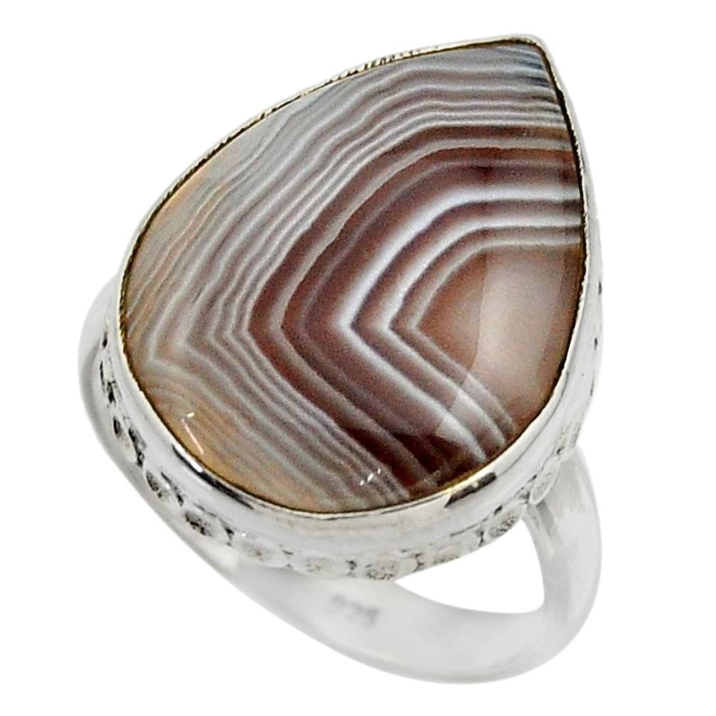 14.57cts natural brown botswana agate 925 silver solitaire ring size 9 r28607